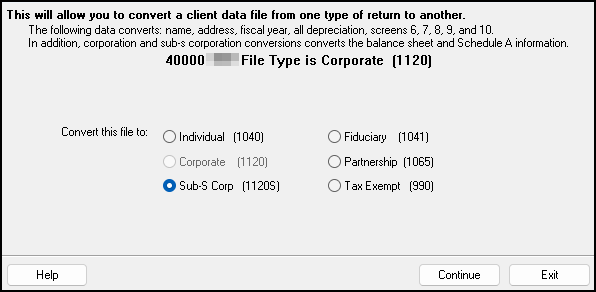 Image of converted file type selection